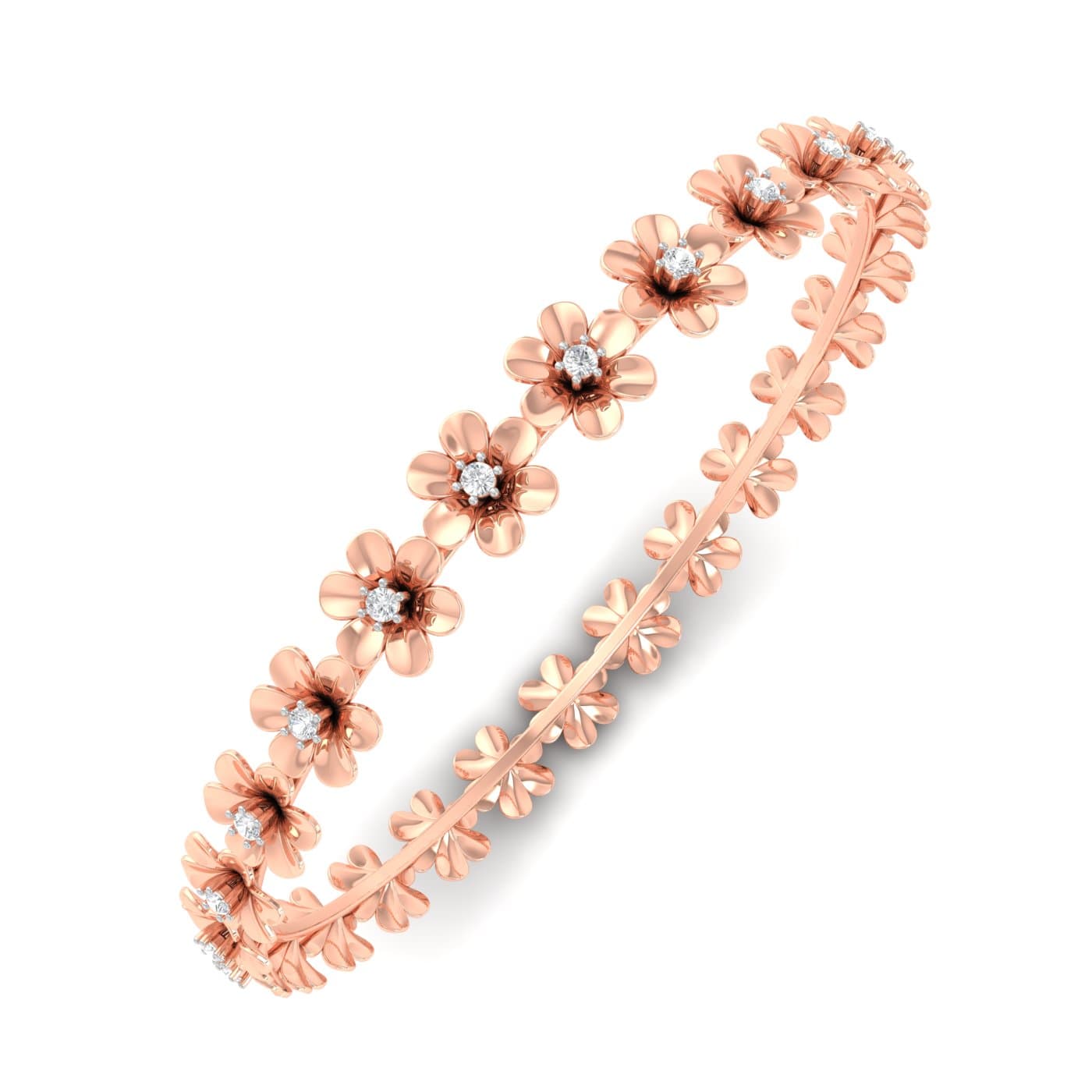 Delicate Blossom Diamond Bangles