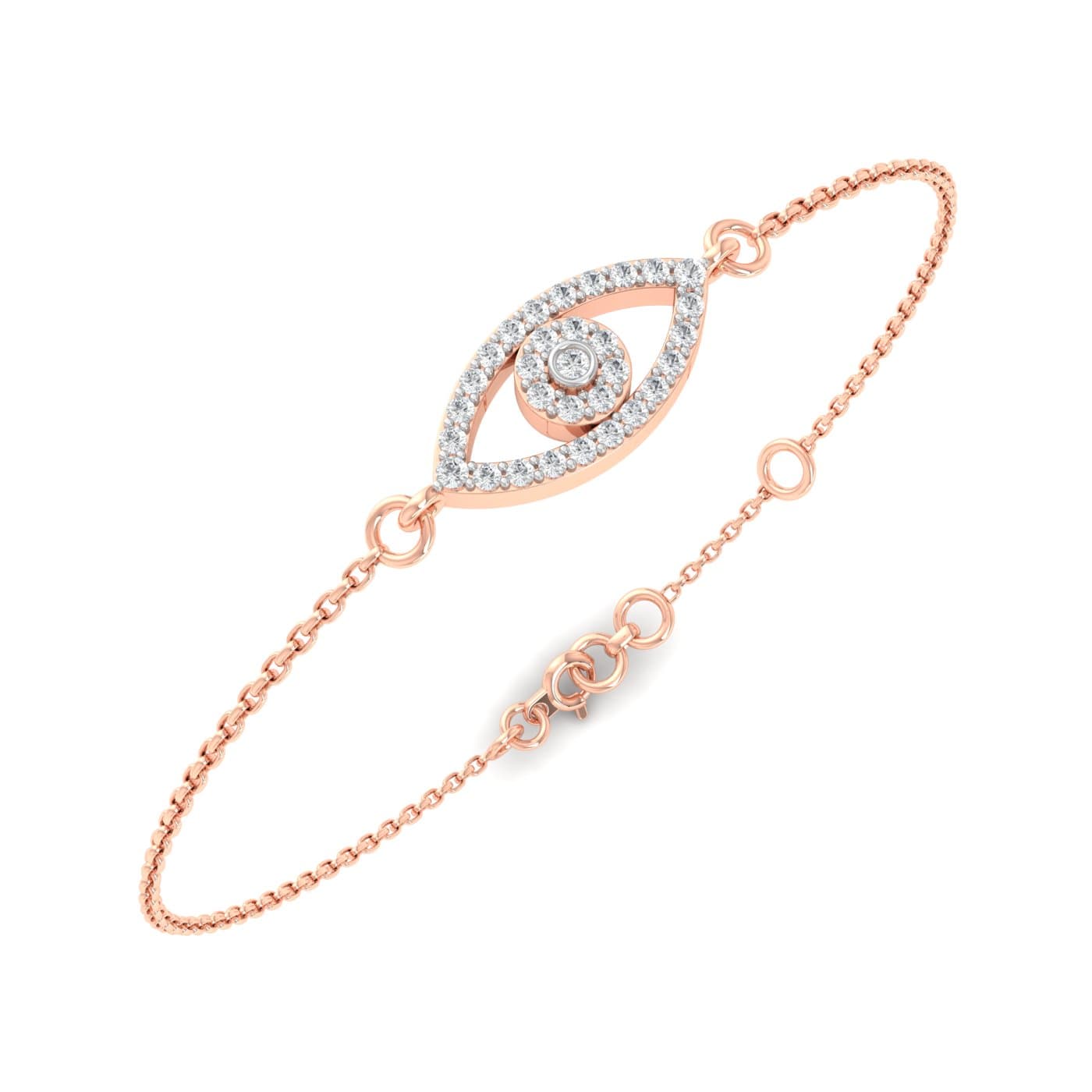 Eye Shape Chain Diamond Bracelet