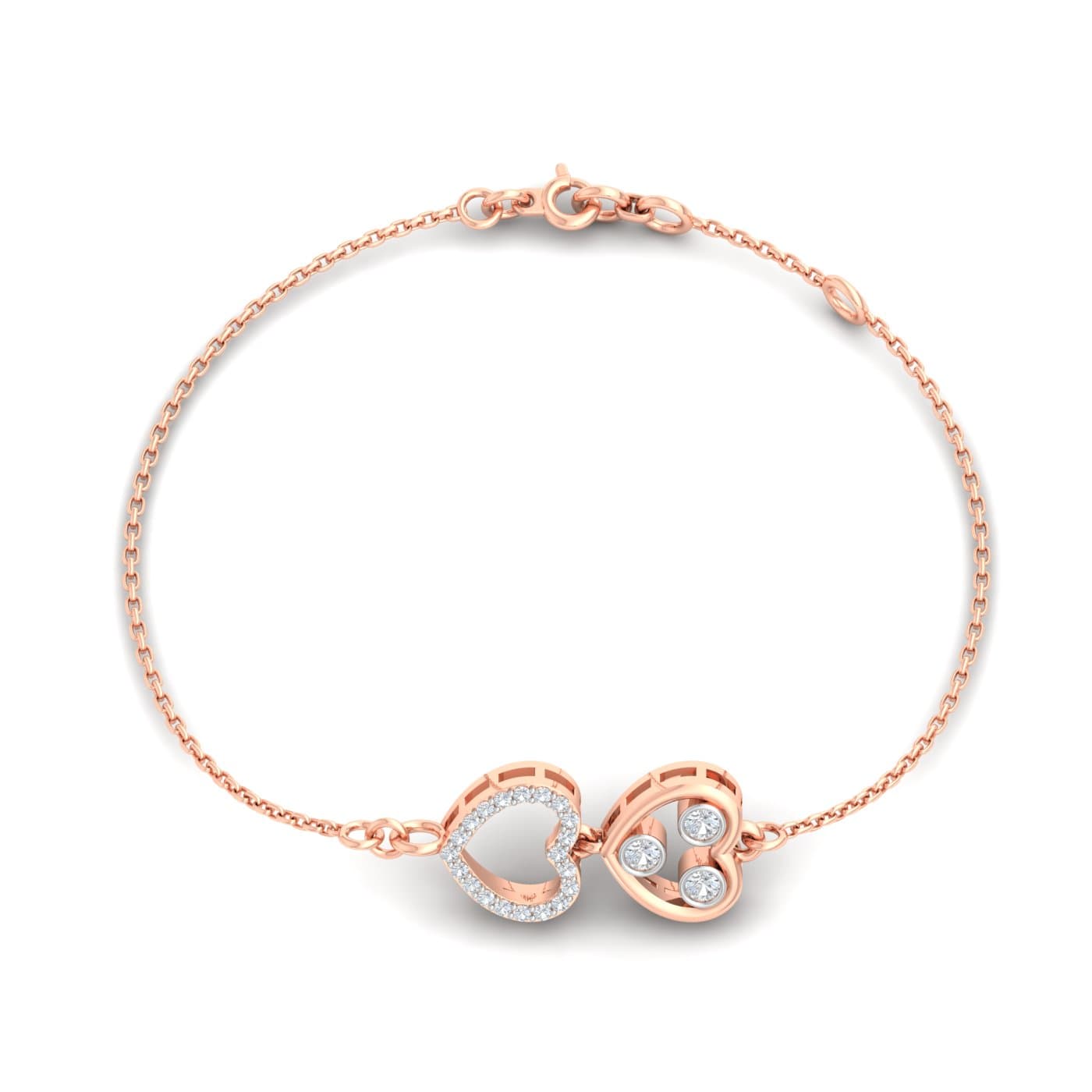 Duo Fill Heart Diamond Bracelet
