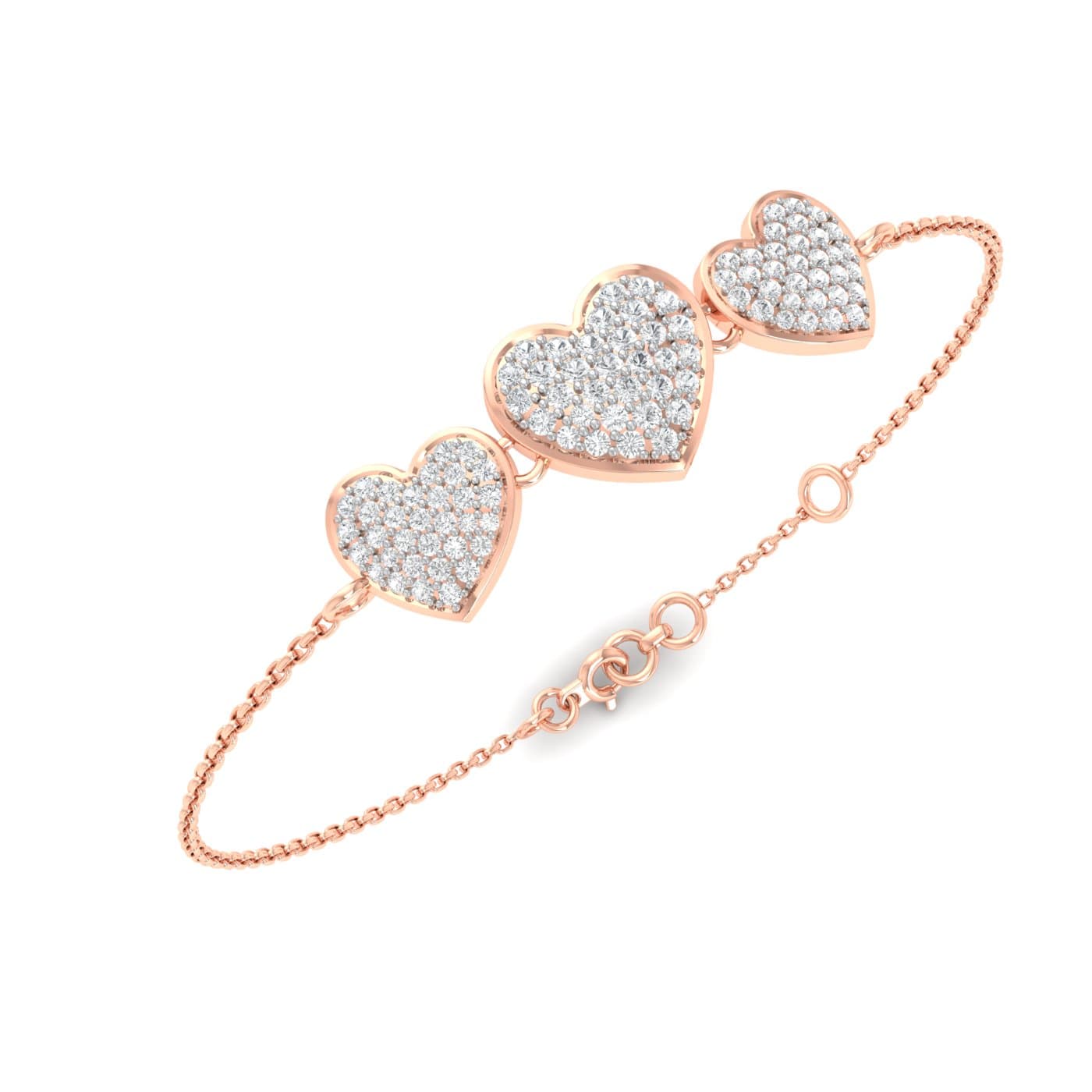 Tri Cluster Heart Diamond Bracelet