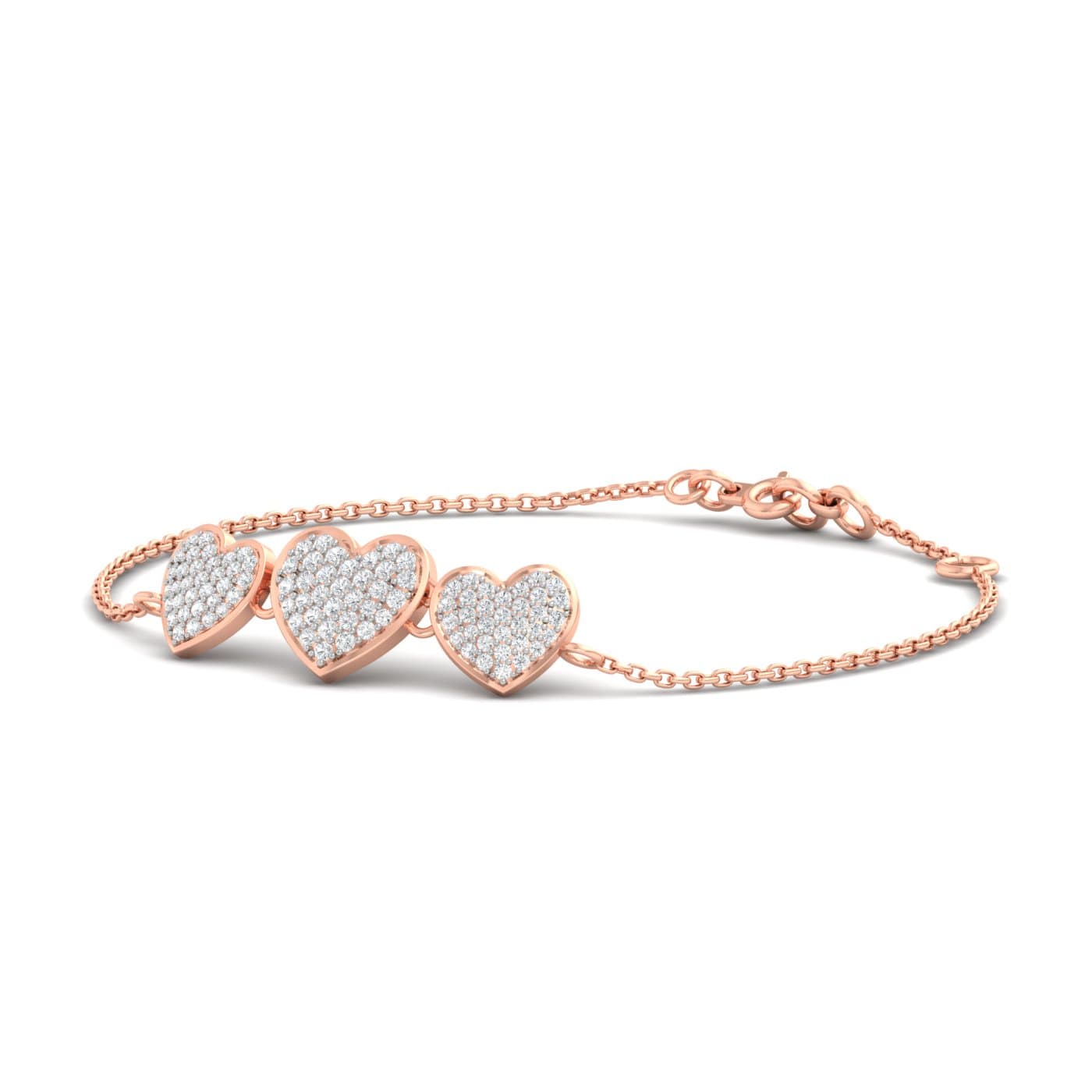 Tri Cluster Heart Diamond Bracelet