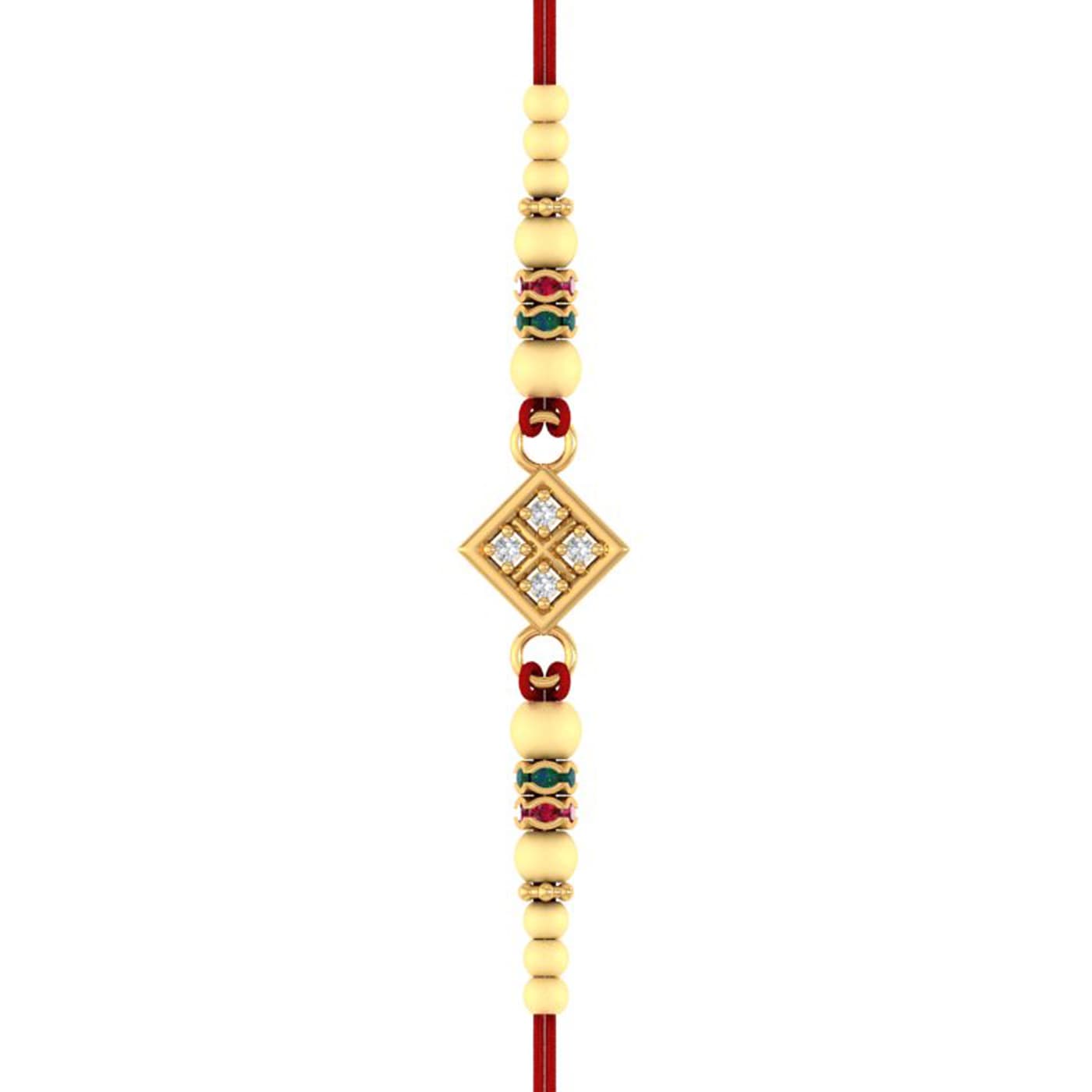 Square Design Gold Rakhi