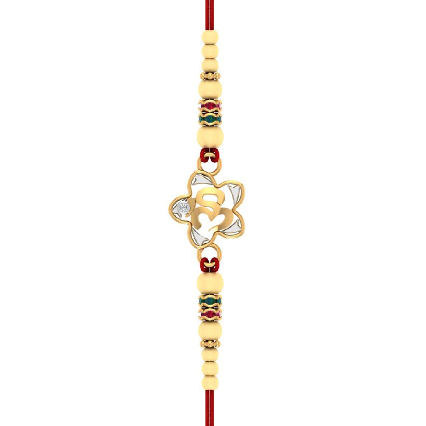 Om Flower Gold Rakhi