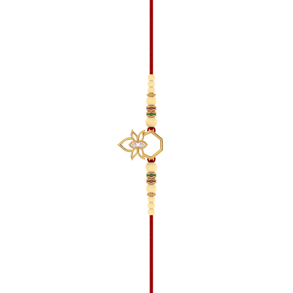 Yellow Gold Kalasha Design Diamond Rakhi