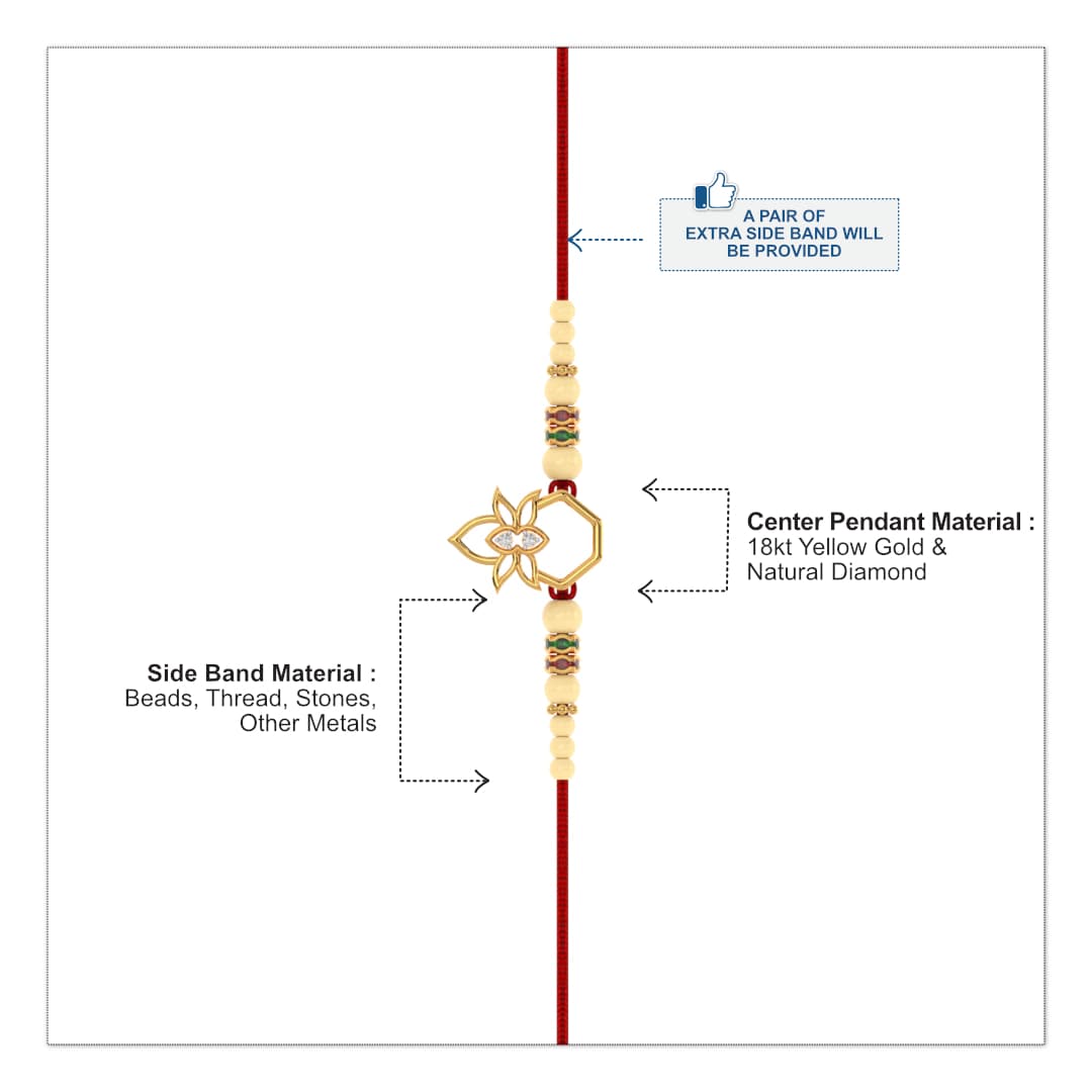 Yellow Gold Kalasha Design Diamond Rakhi