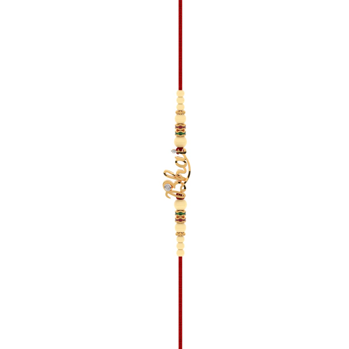 Bhai Word Yellow Gold Diamond Rakhi