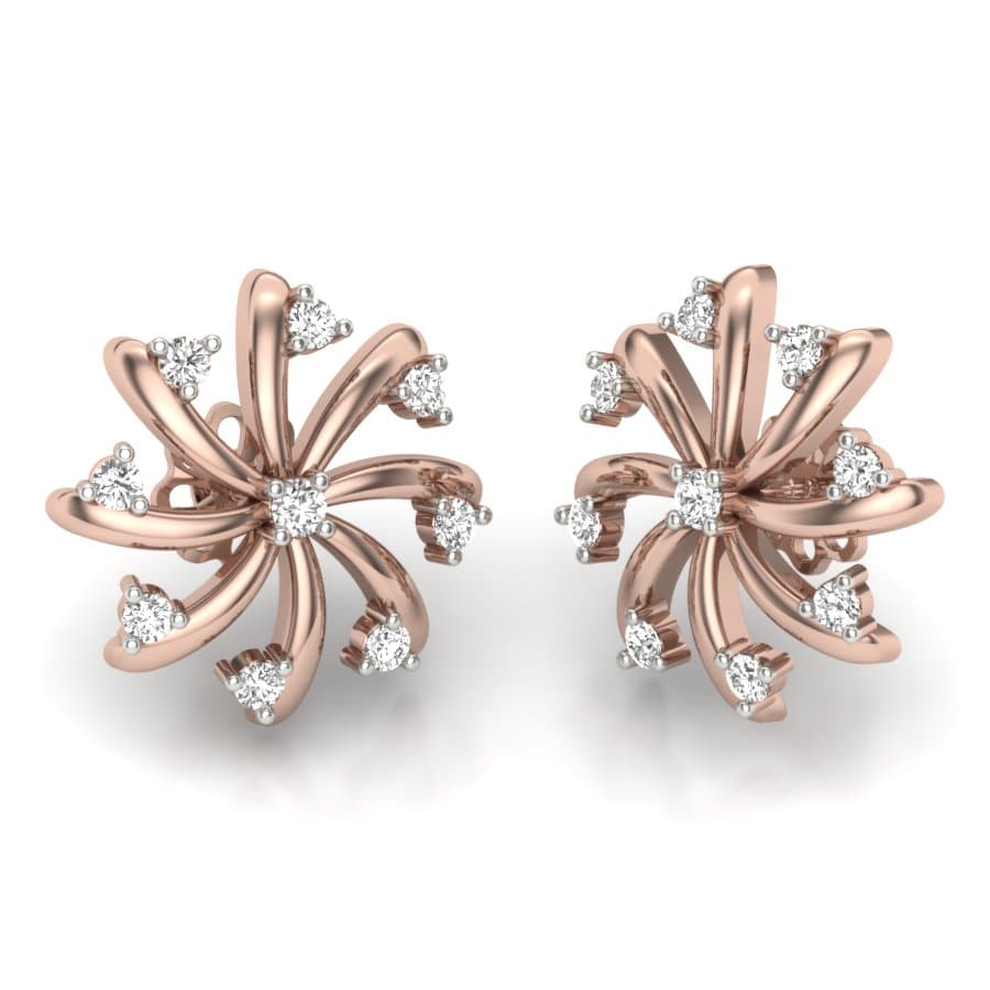 7 Curves Gold Diamond Earrings For Women