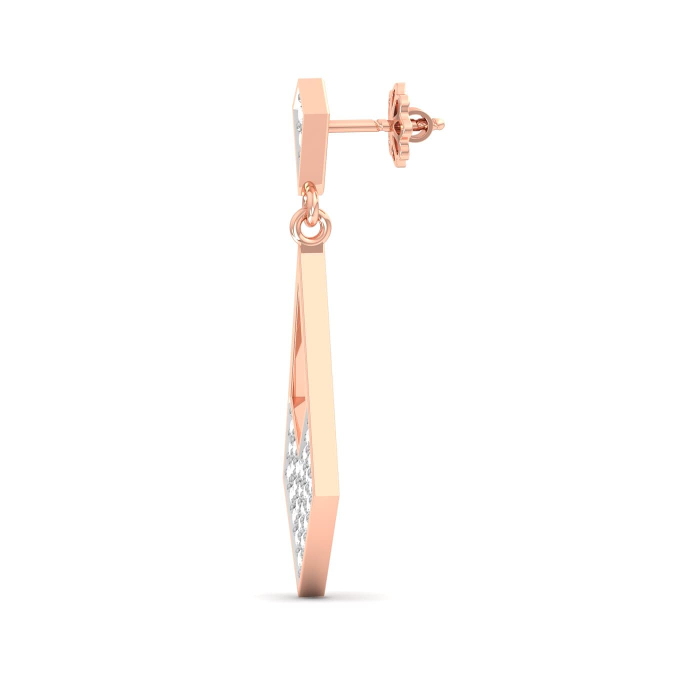 Triangular Gold Diamond Earrings