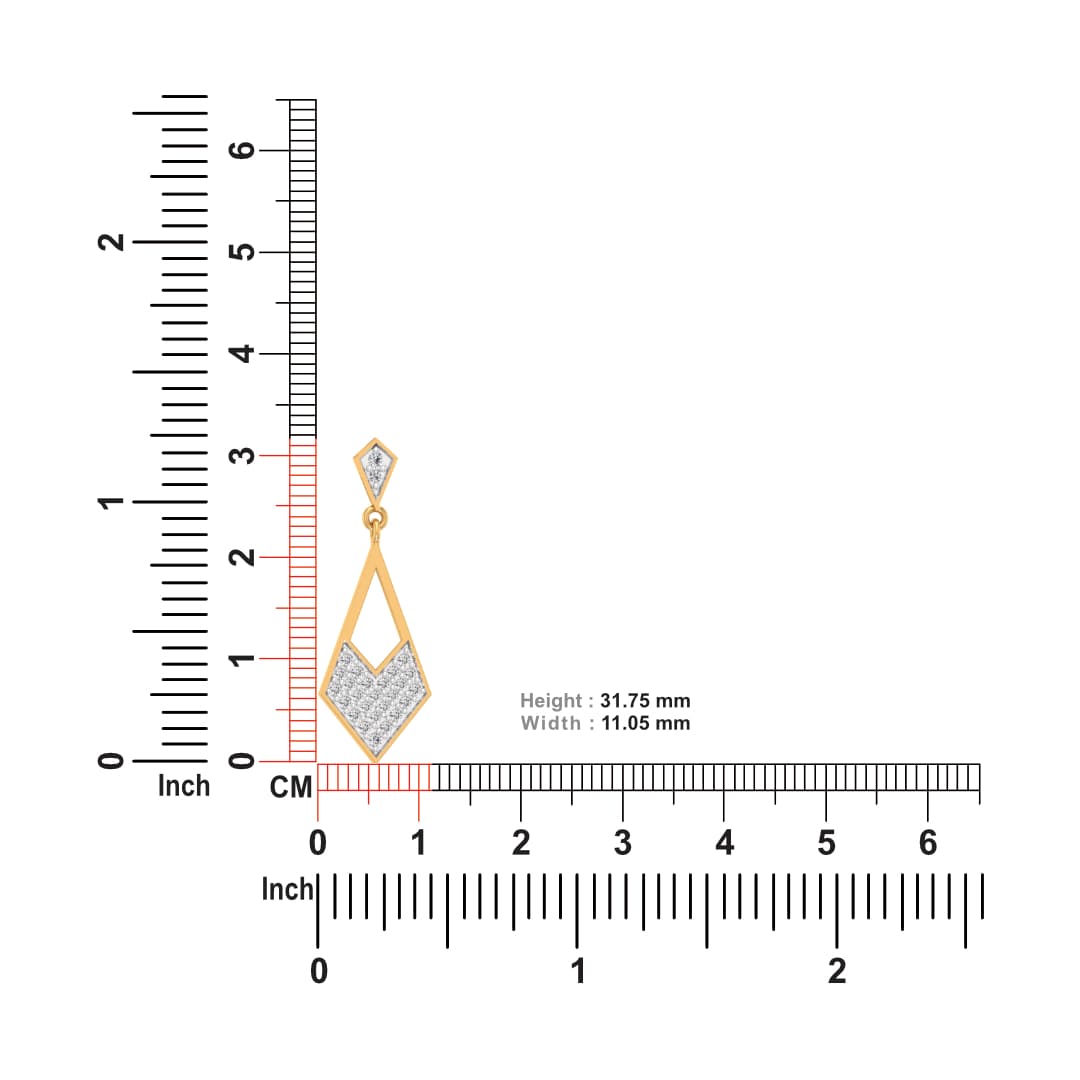 Triangular Gold Diamond Earrings