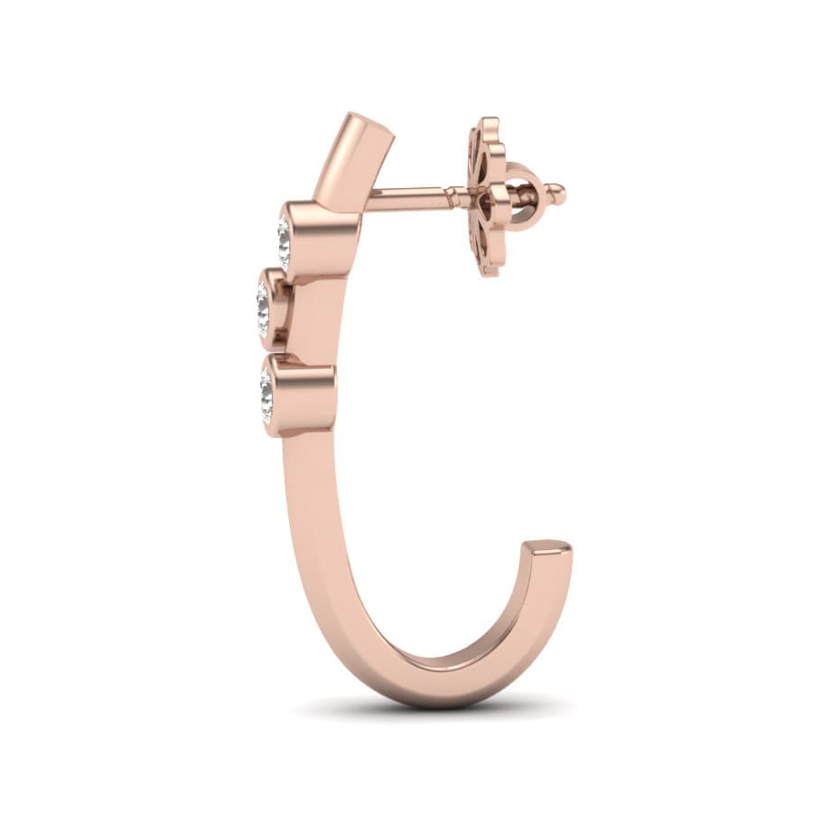 Half Loop Three Dot Diamond Earring