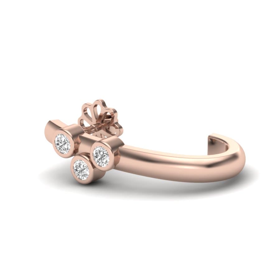Half Loop Three Dot Diamond Earring