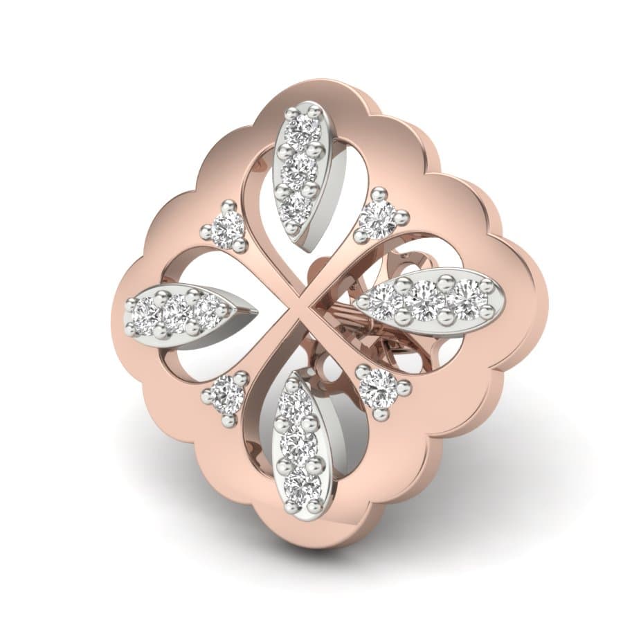 Foglia Frame Diamond Stud Earrings