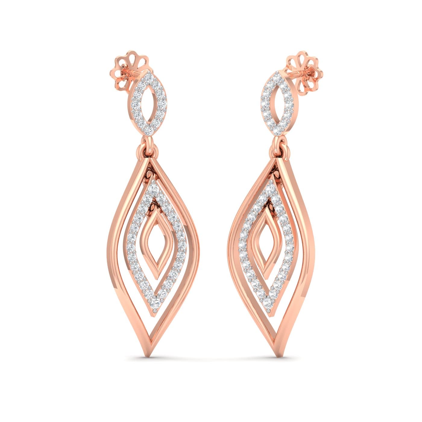 Cute Leaf Petal Diamond Earrings