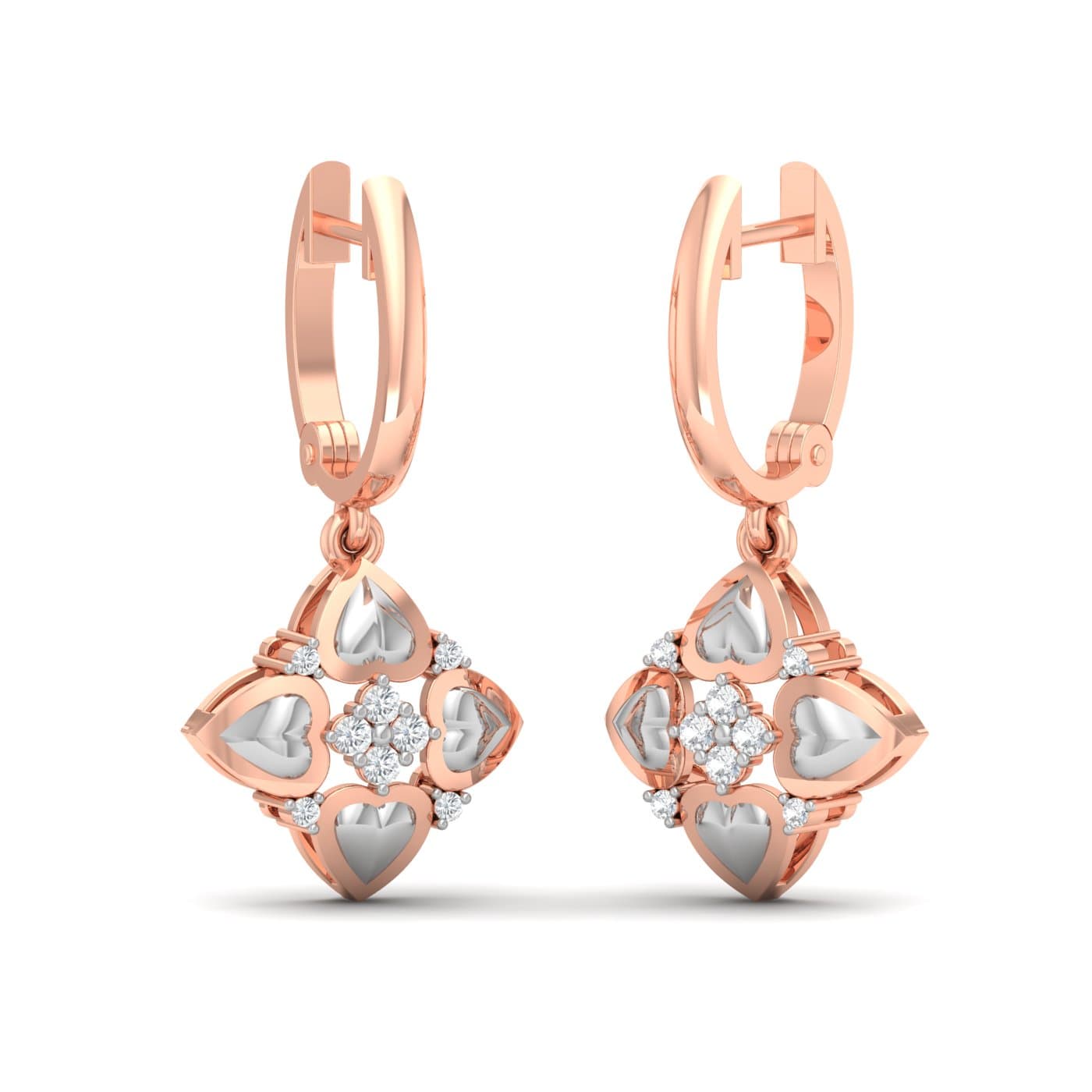 Little Four Heart Diamond Earrings