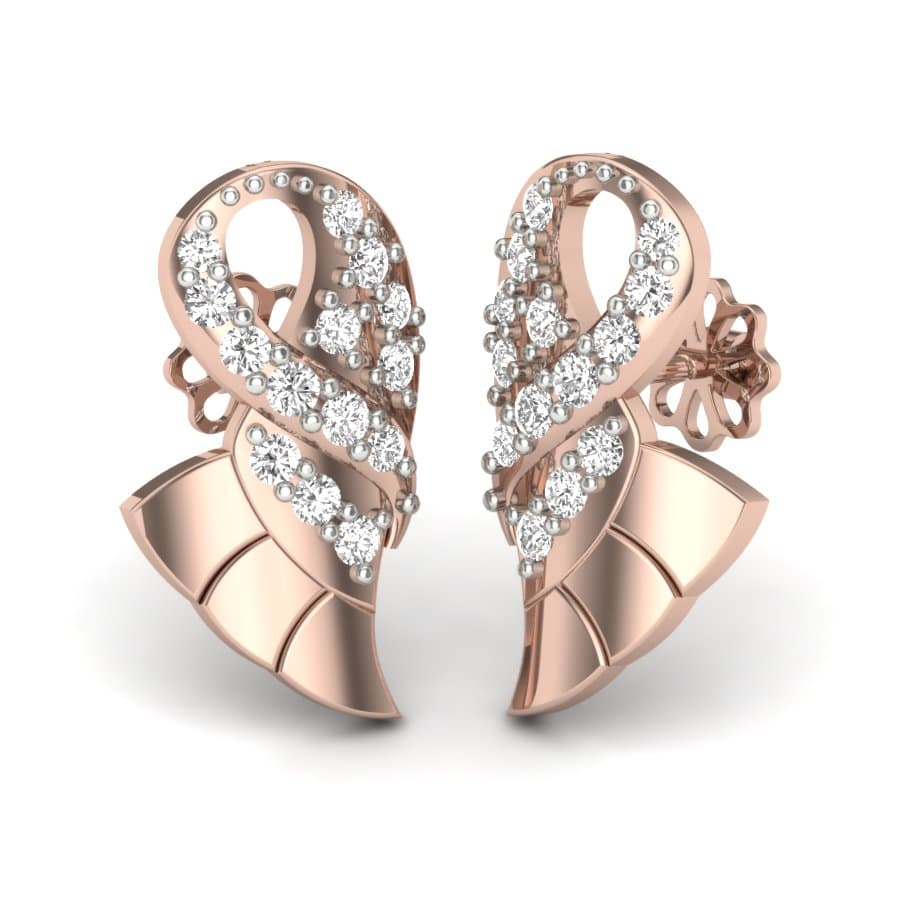 Feather Leaf Diamond Earrings