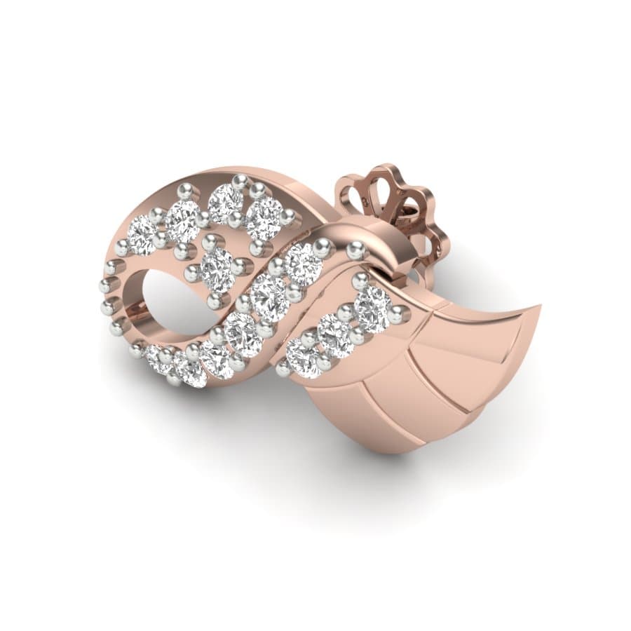 Feather Leaf Diamond Earrings