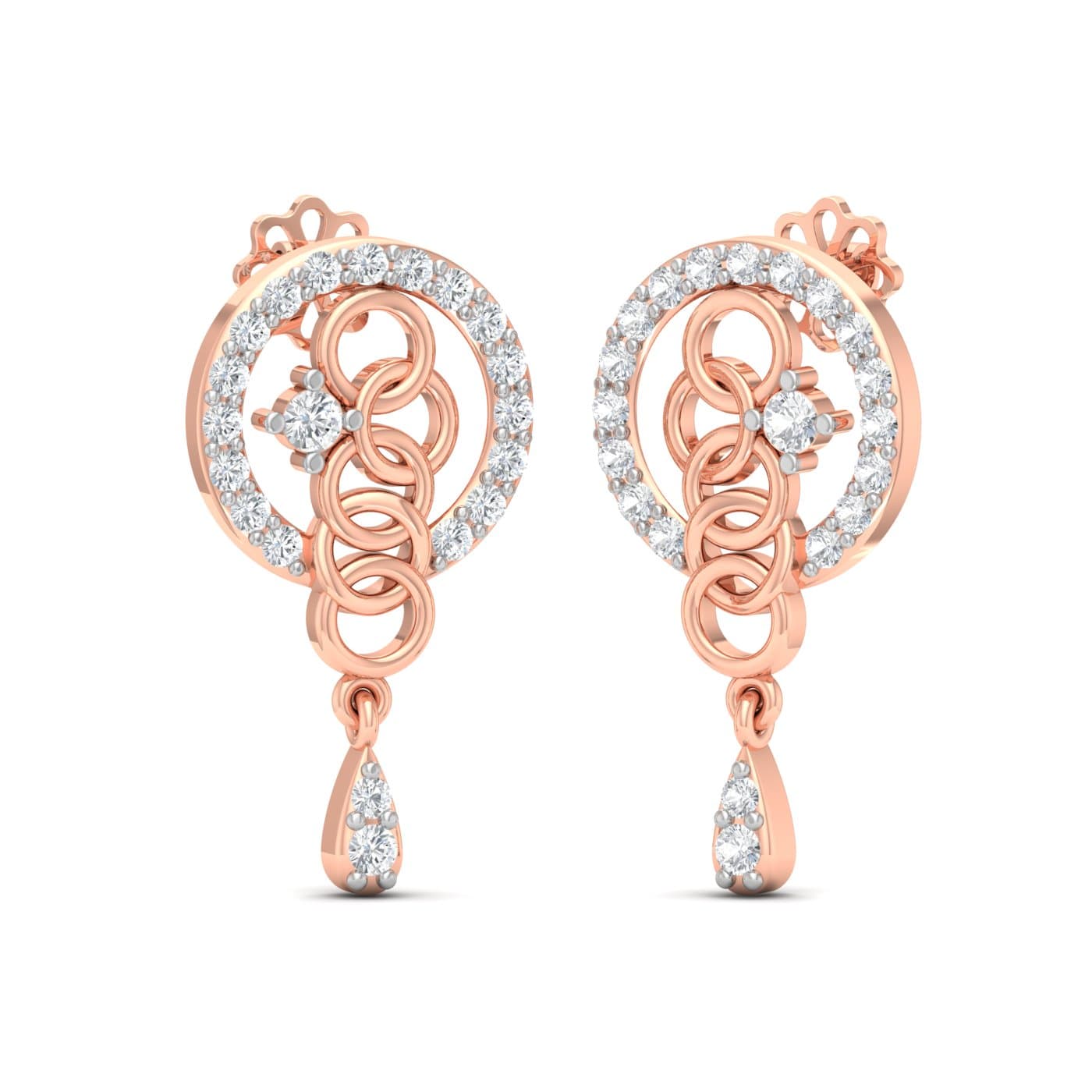 Mini Circular Drop Diamond Earrings