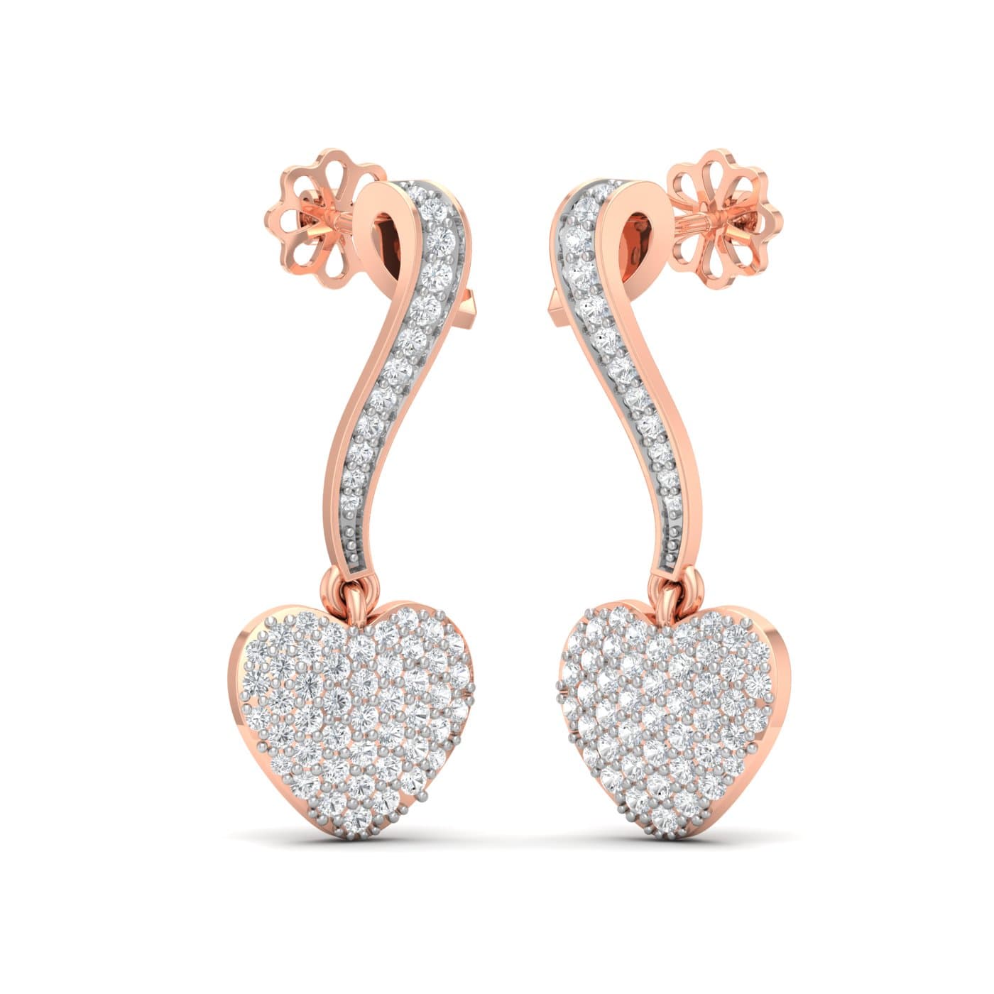 Drop Little Heart Diamond Earrings