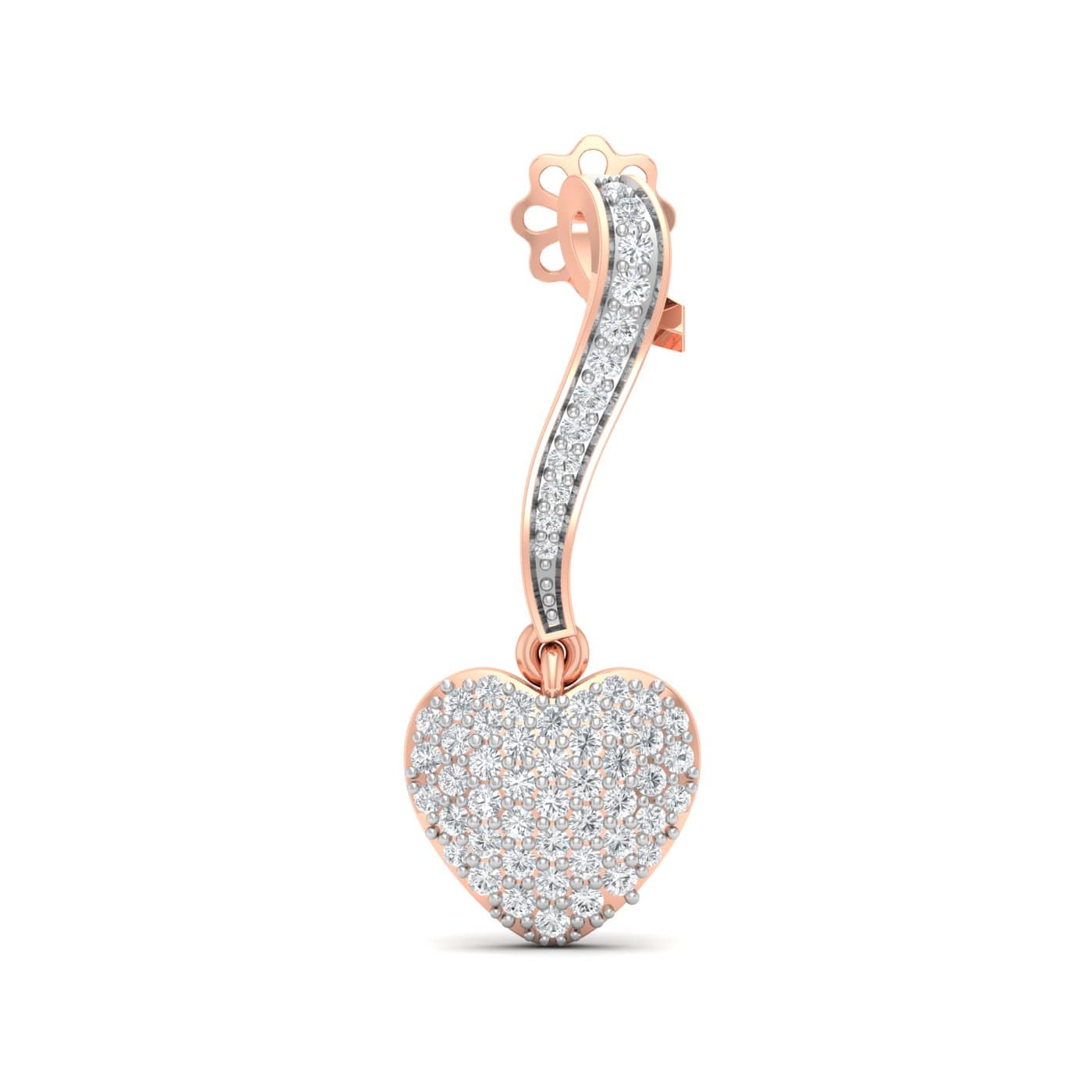 Drop Little Heart Diamond Earrings