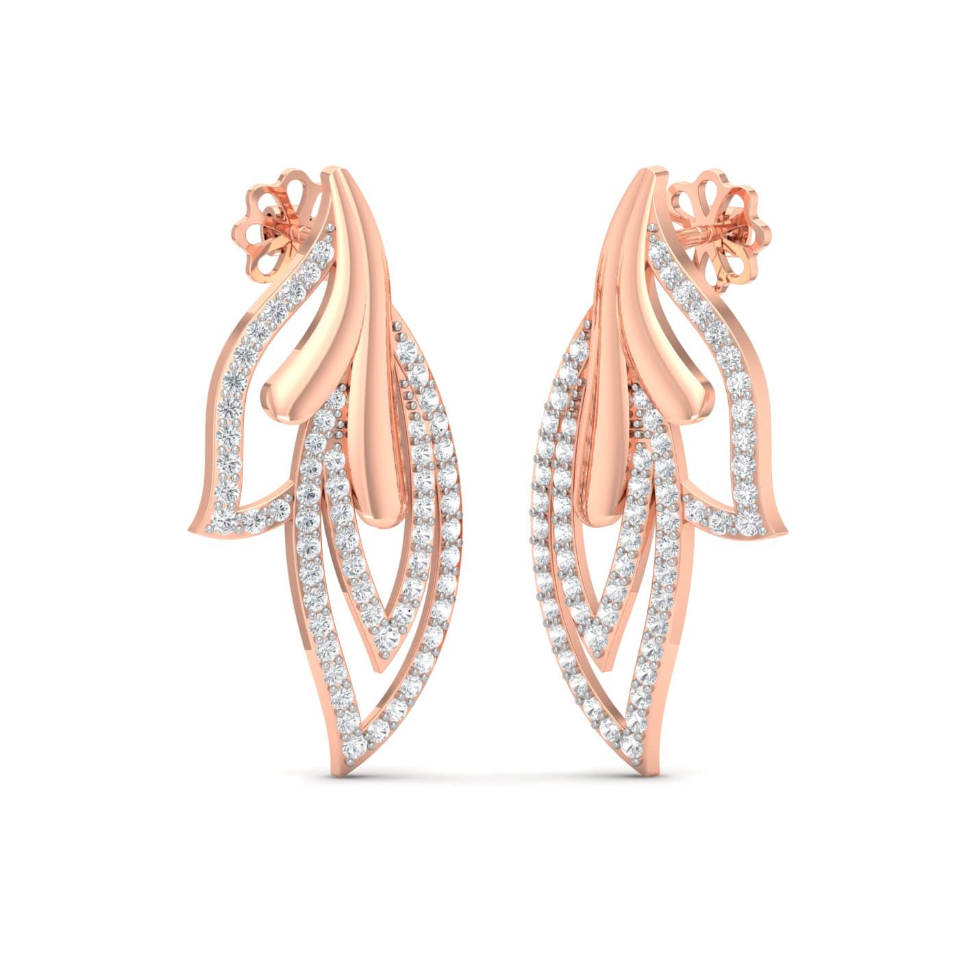 Dual Leaf Diamond Earrings