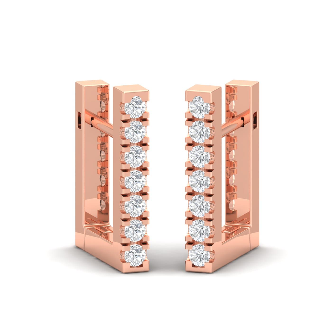 Cubic Hoops Diamond Earrings