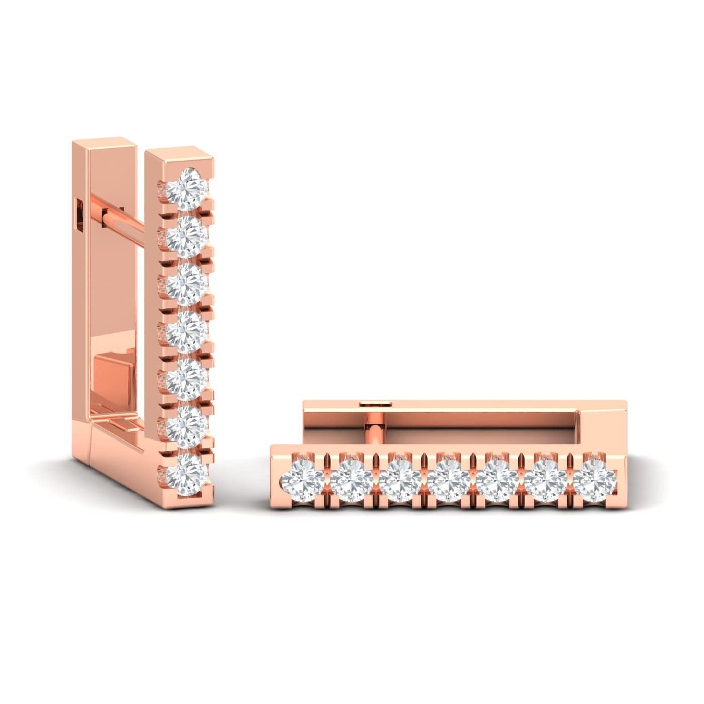 Cubic Hoops Diamond Earrings