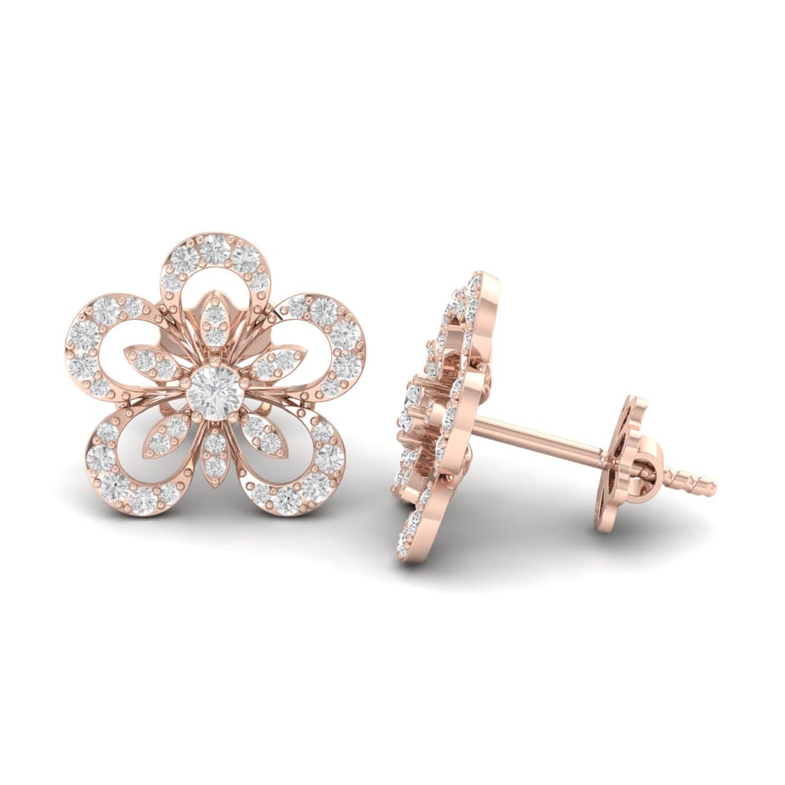 Linear Round Diamond Earrings