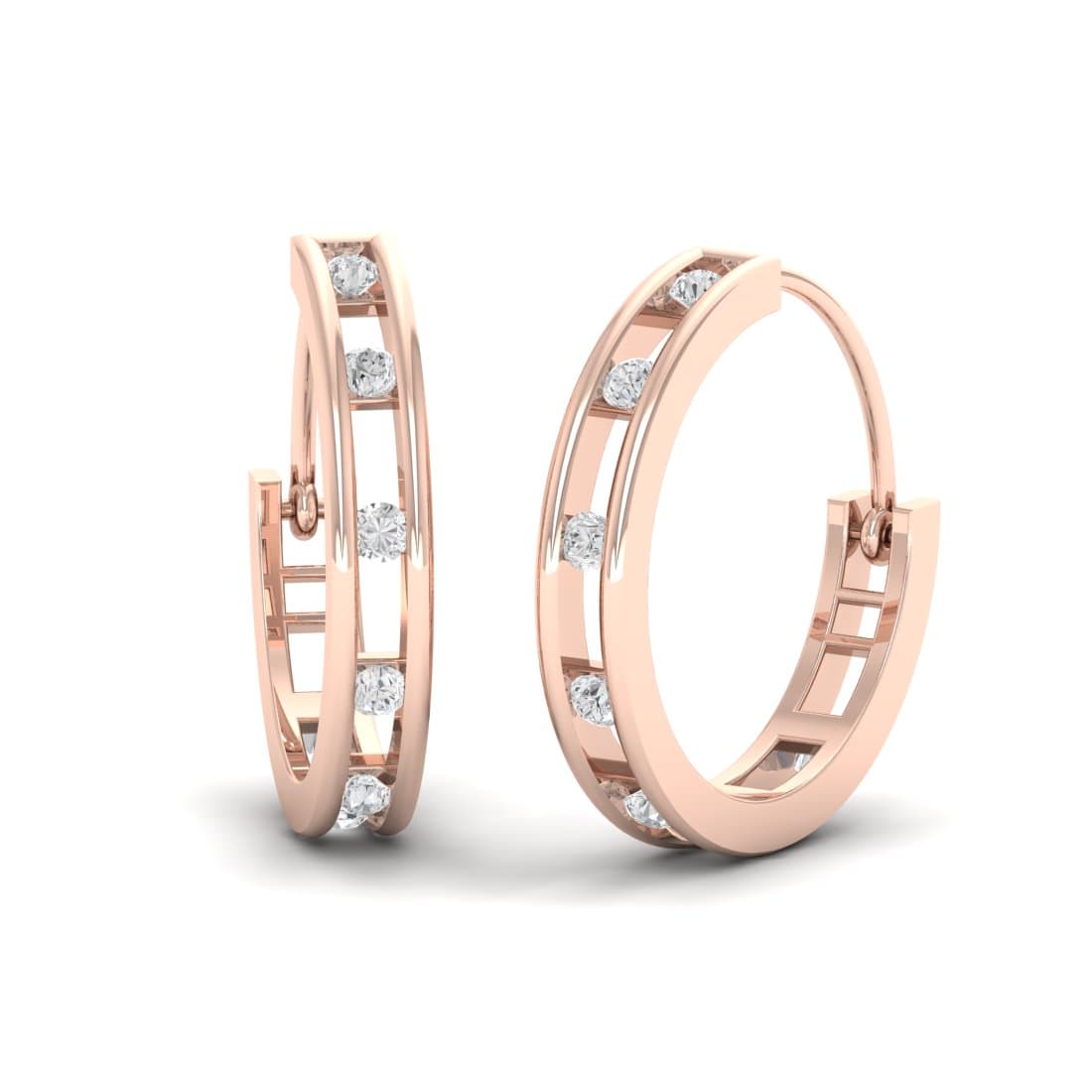 Contour Lattice Diamond Stud Earrings