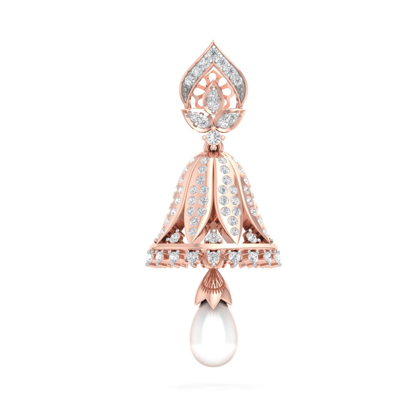 Pearl Beaded Diamond Jhumkas