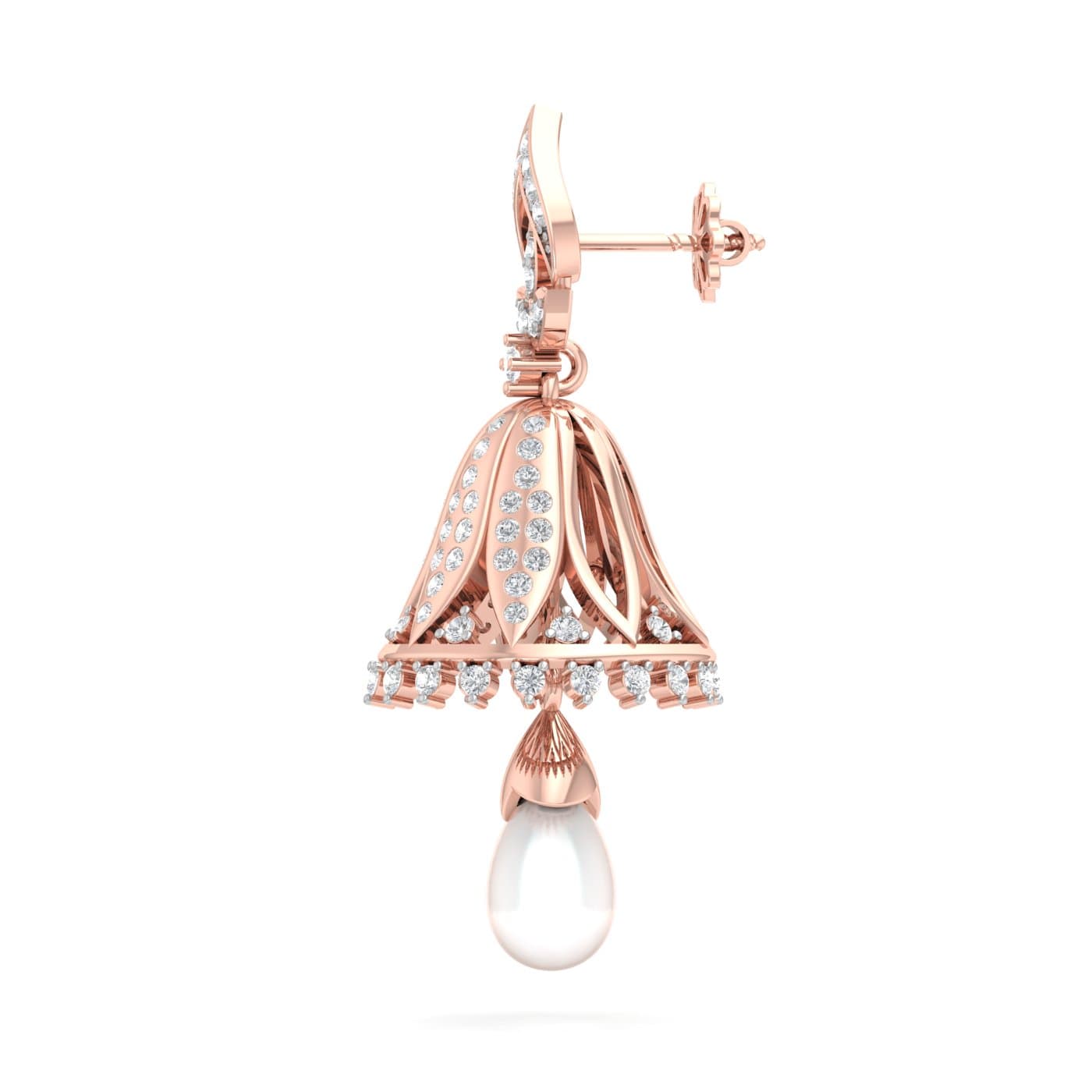 Pearl Beaded Diamond Jhumkas