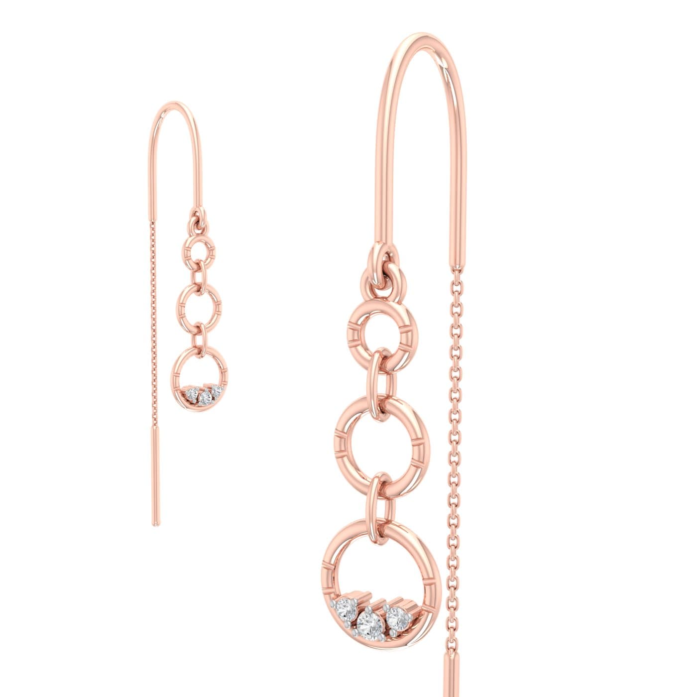 Dazzling Trio Drops Diamond Sui Dhaga Earrings