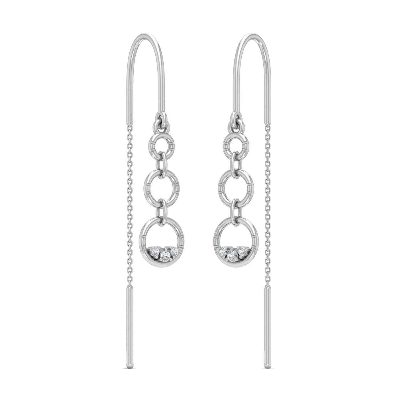 Dazzling Trio Drops Diamond Sui Dhaga Earrings