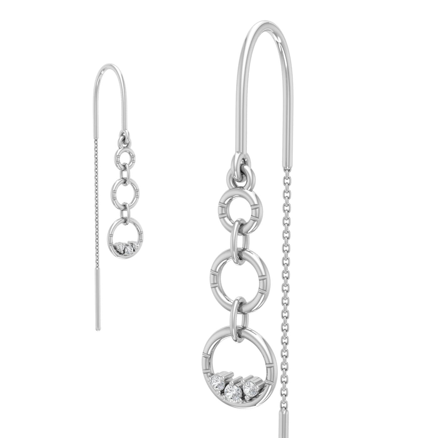Dazzling Trio Drops Diamond Sui Dhaga Earrings
