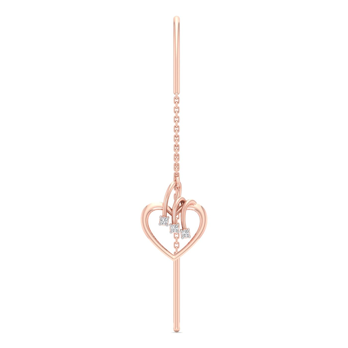 Trio Drops Heart Diamond Sui Dhaga Earrings