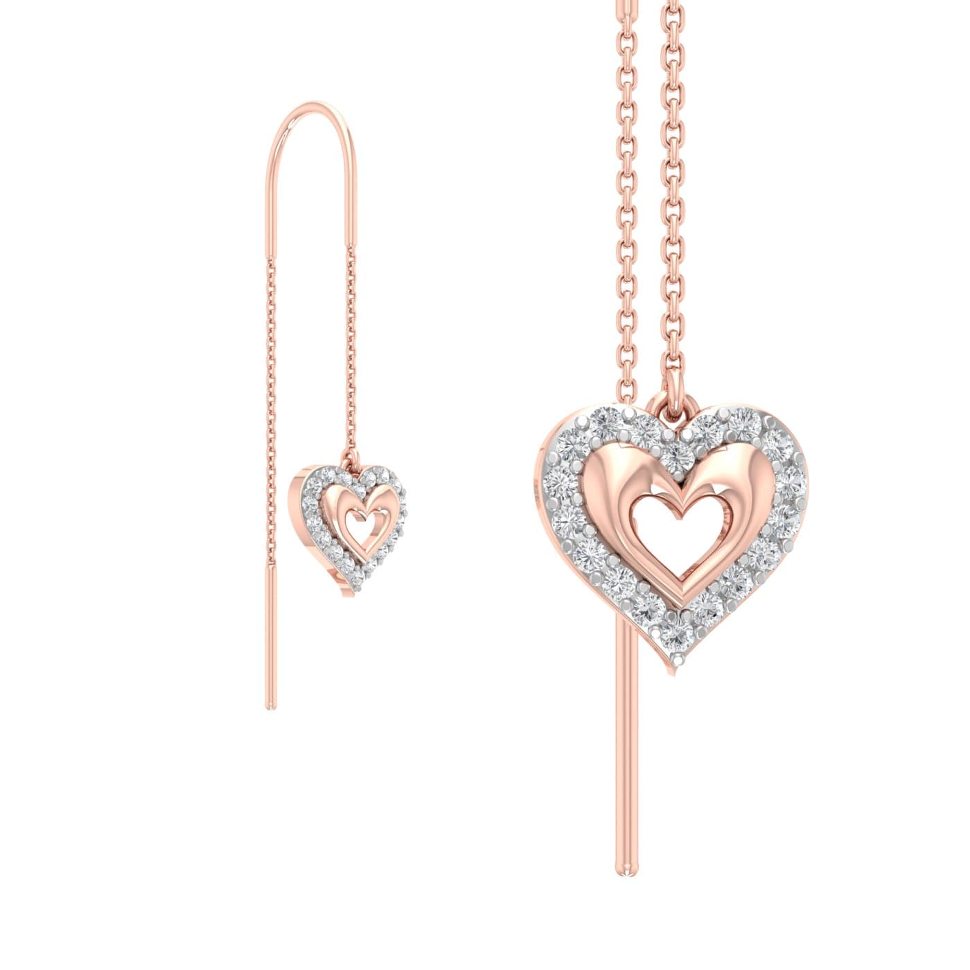 Enamoured Eternity Heart Diamond Sui Dhaga Earrings