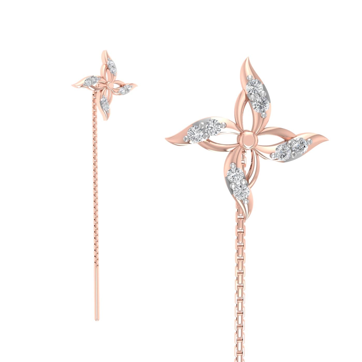 Gleaming Liliago Fleur Diamond Sui Dhaga Earrings