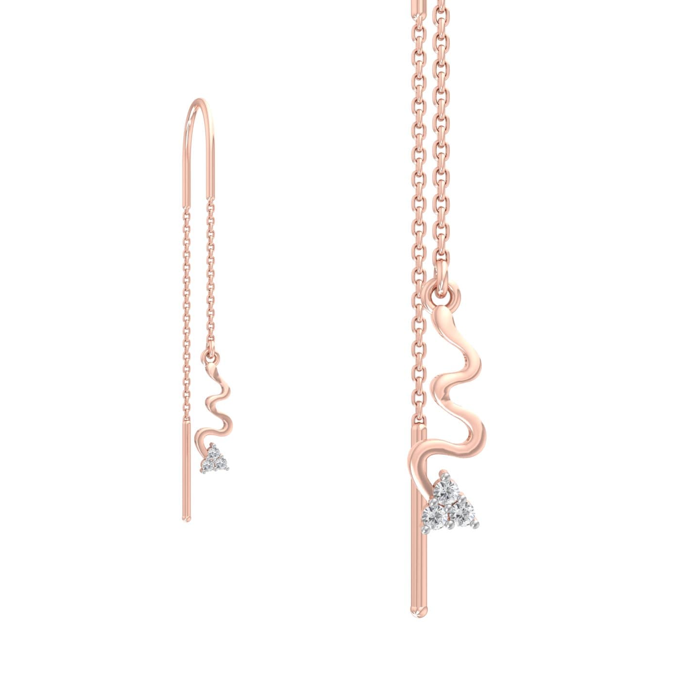 Sparkly Wiggly Arrow Diamond Sui Dhaga Earrings