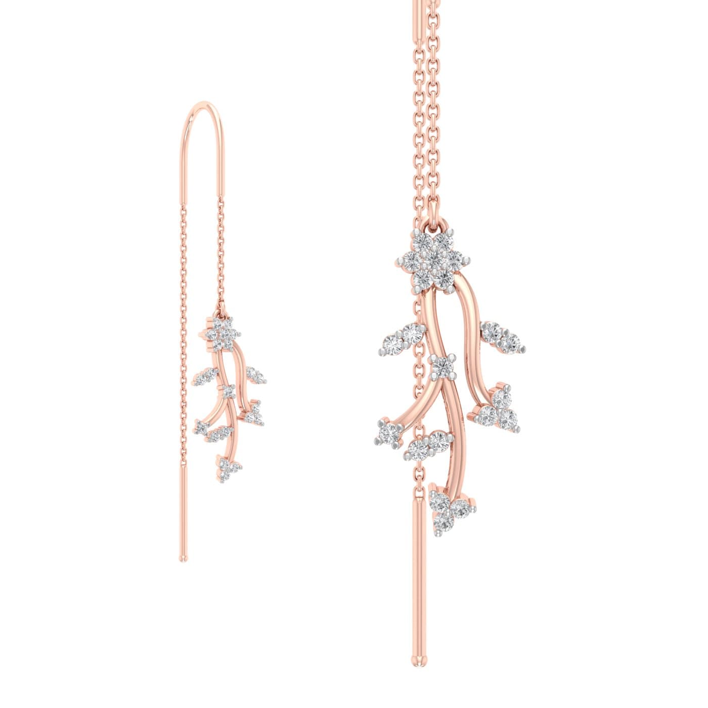 Beaming Blossom Twig Diamond Sui Dhaga Earrings
