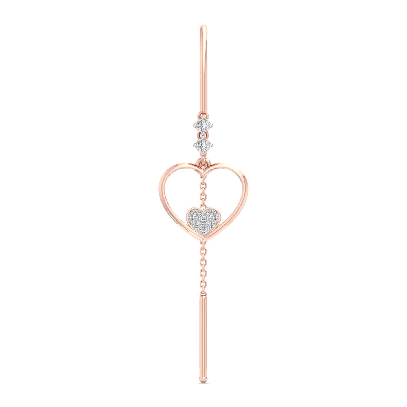 Duo Hearts Drops Diamond Sui Dhaga Earrings