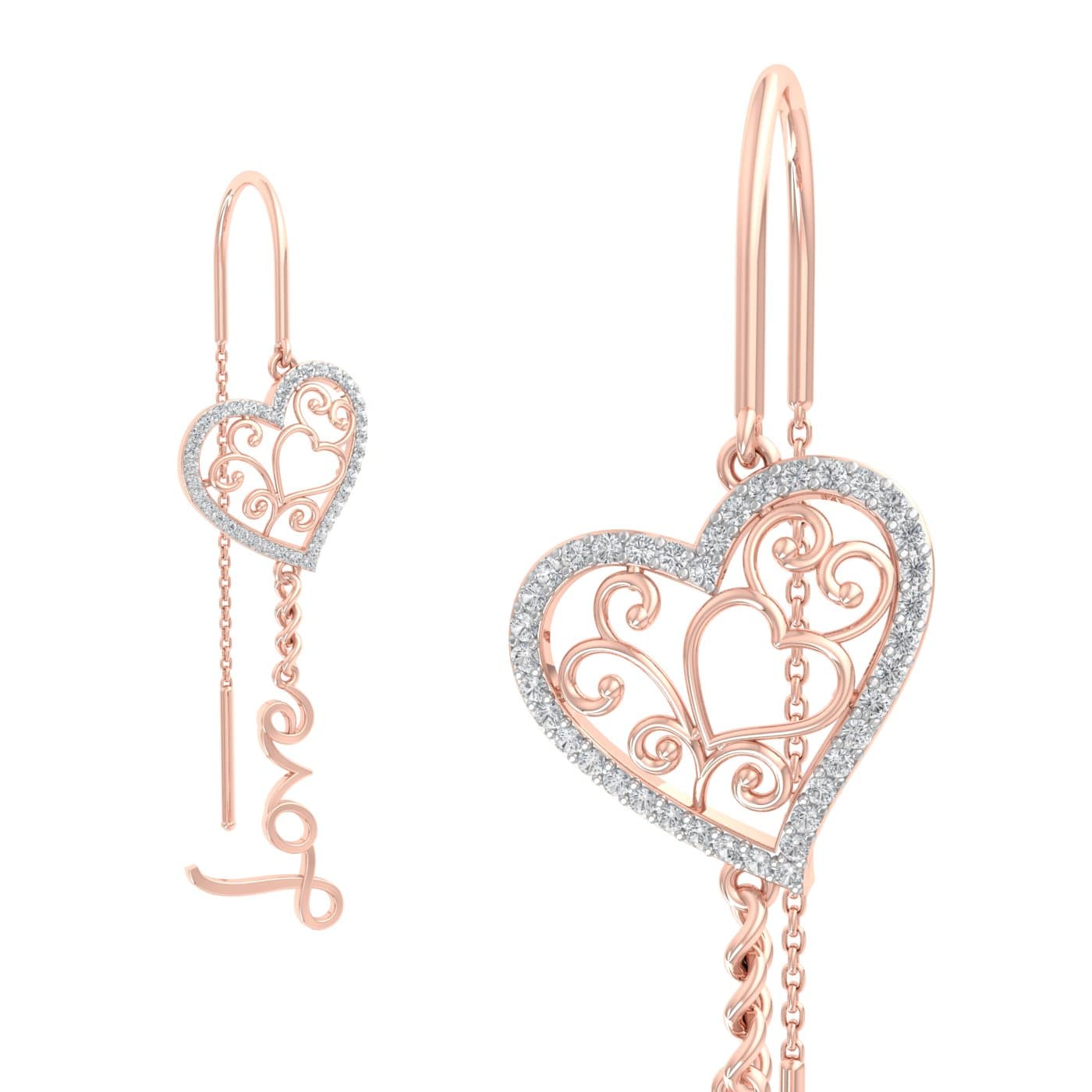 Love Arbor Heart Diamond Sui Dhaga Earrings