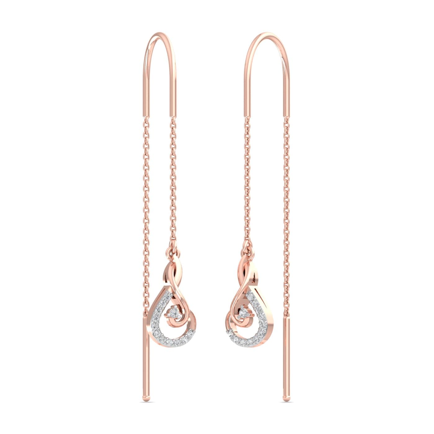 Trendy Twirlking Clef Diamond Sui Dhaga Earrings