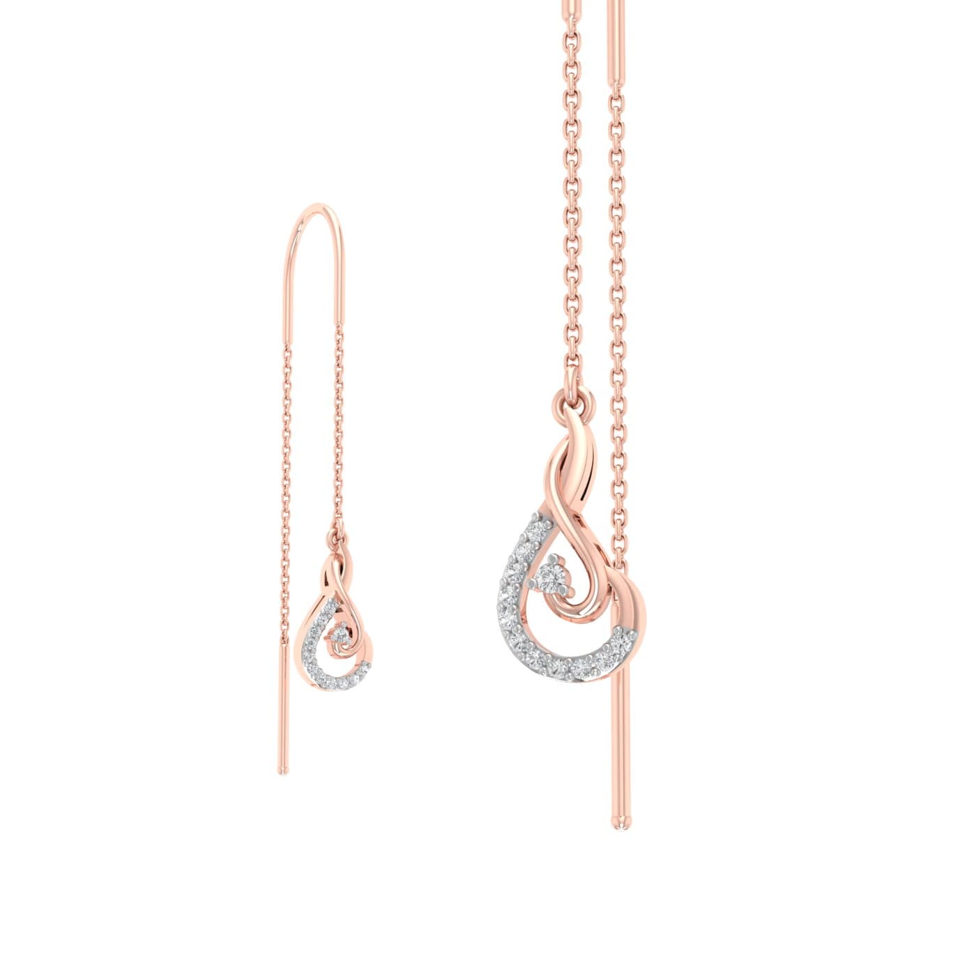 Trendy Twirlking Clef Diamond Sui Dhaga Earrings