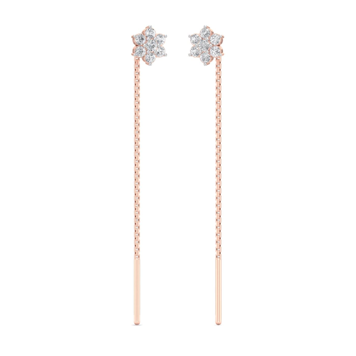 Floral Cluster Diamond Sui Dhaga Earrings