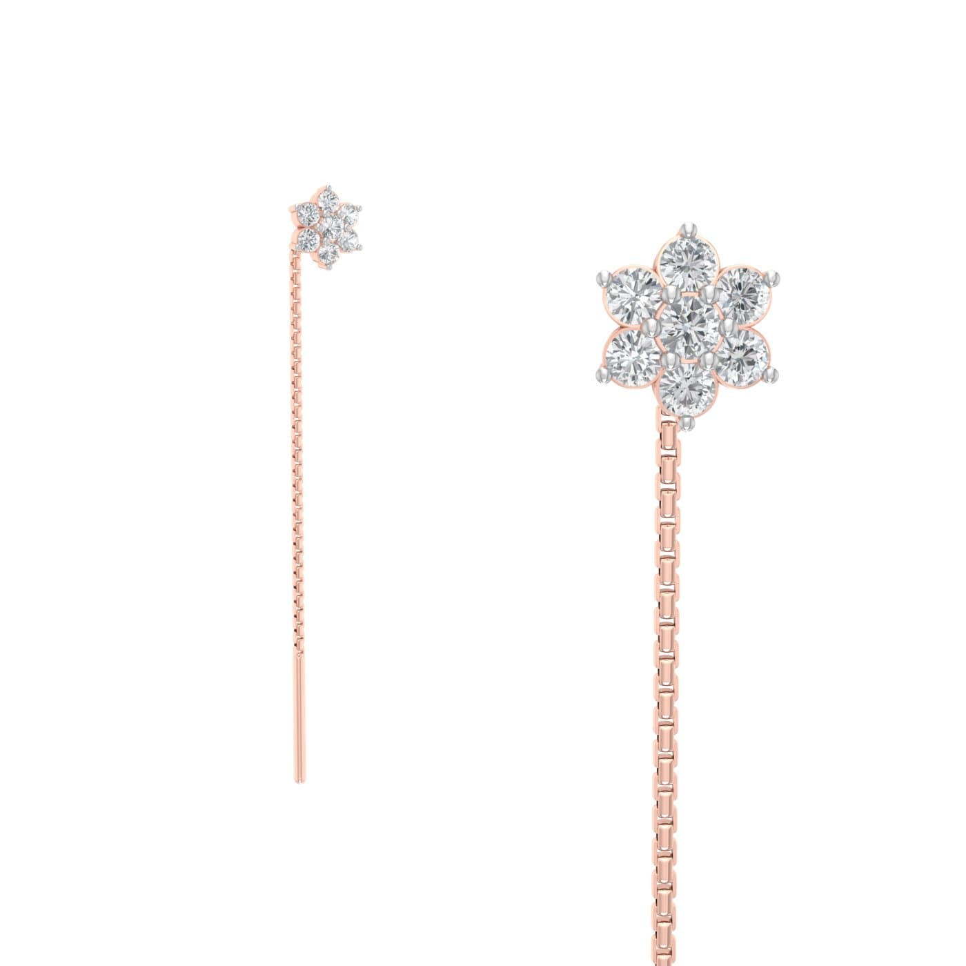 Floral Cluster Diamond Sui Dhaga Earrings