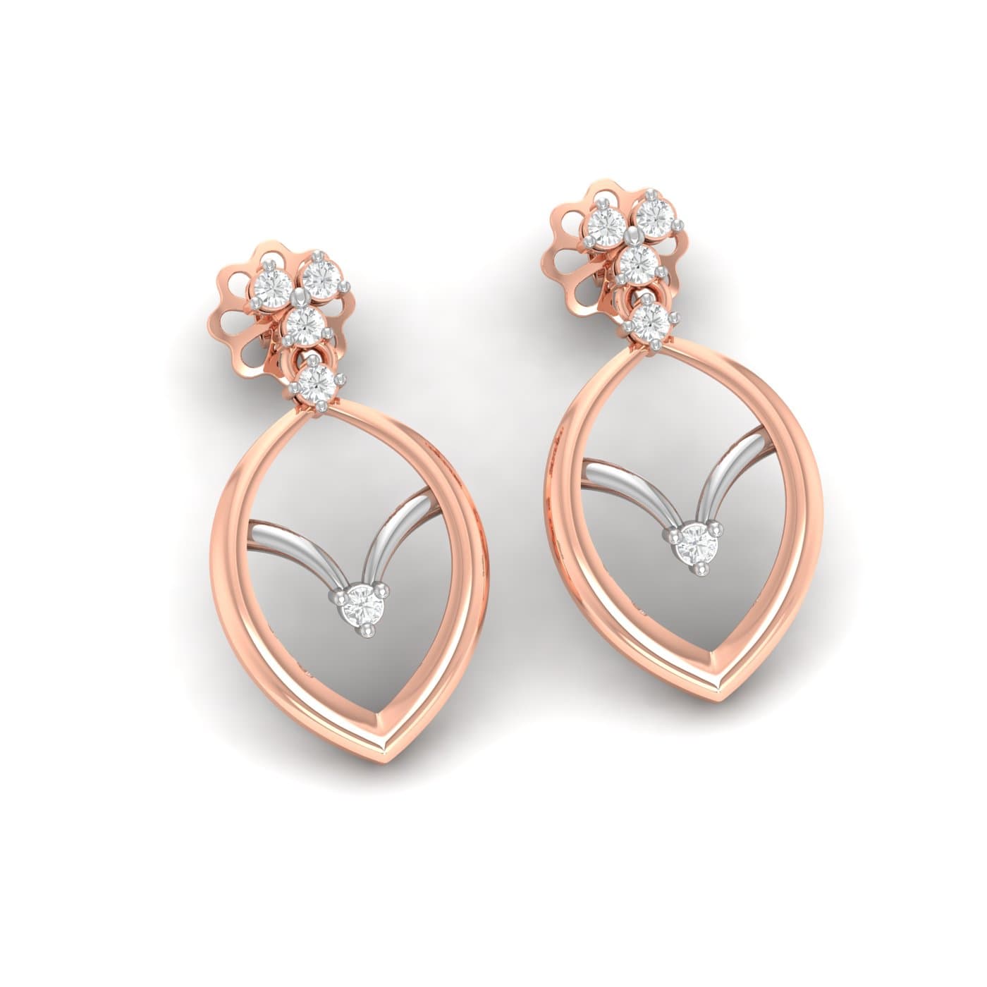 Lilac Leaf Diamond Earrings