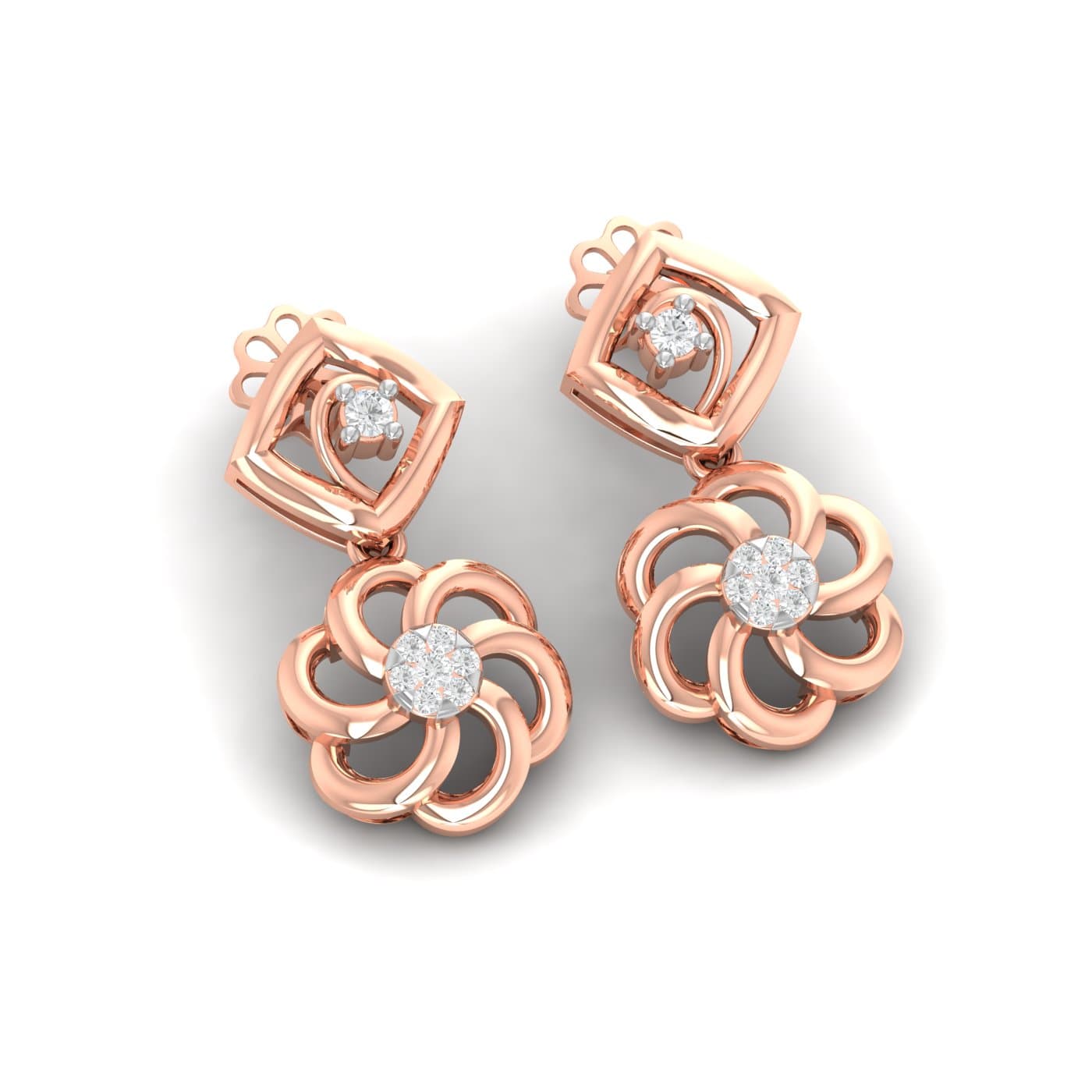 Begonia Drop Diamond Earrings