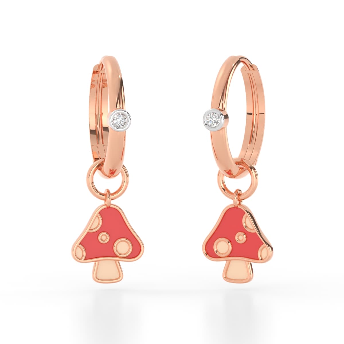 Mushroom Delicate Diamond Earring