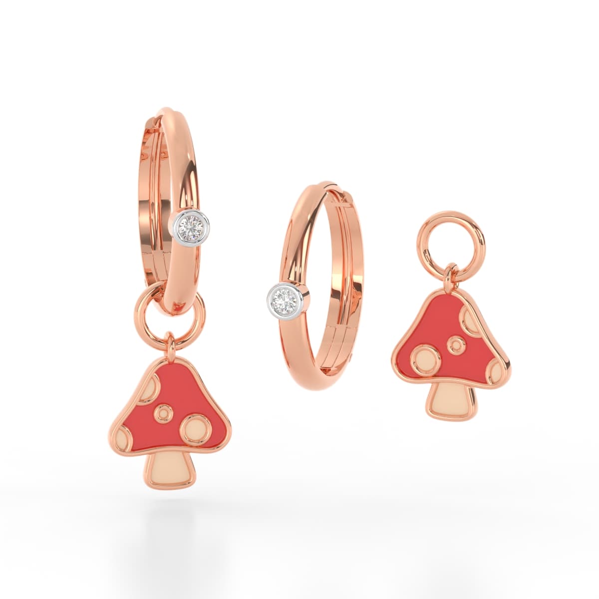 Mushroom Delicate Diamond Earring