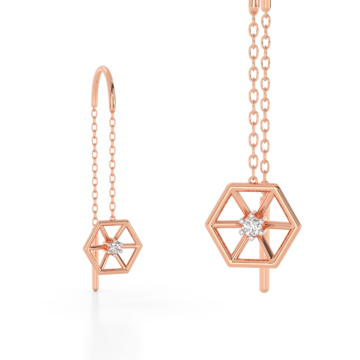 Hexagon Diamond Sui Dhaga Earrings
