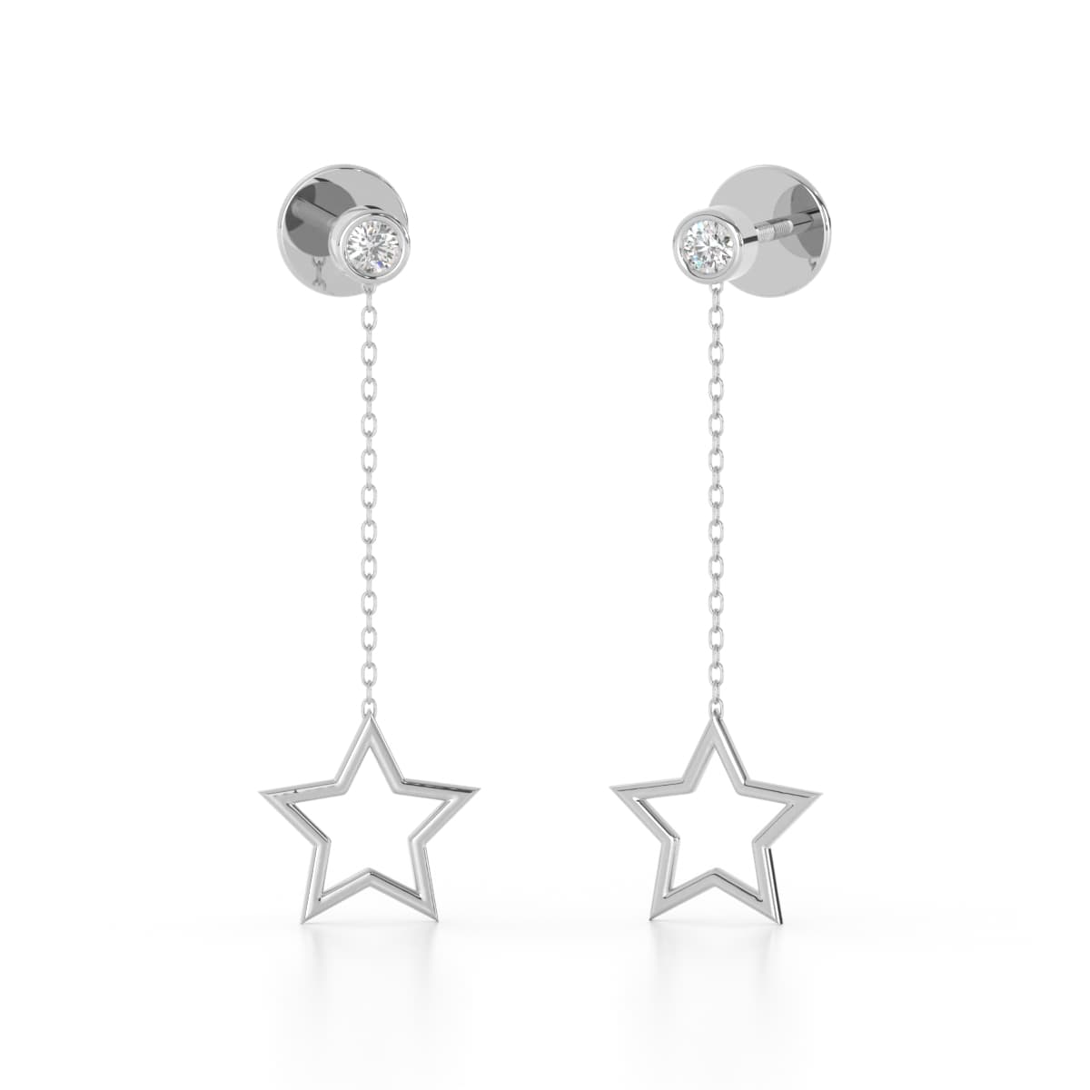 Star Gold Diamond Sui Dhaga Earrings